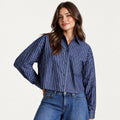 striped button blue