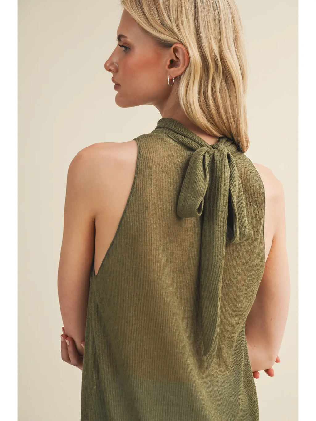 tie-back mock neck (olive green)
