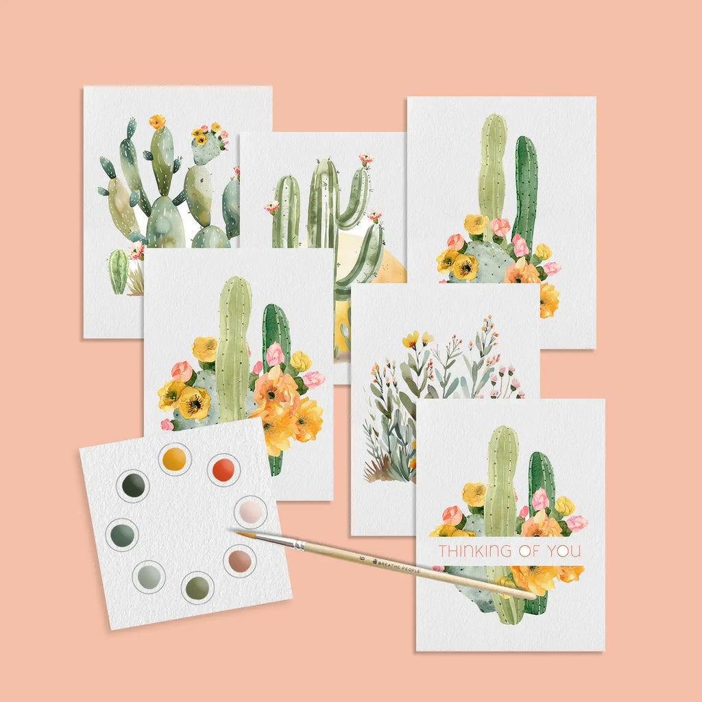 watercolor paint set postcards: desert blooms