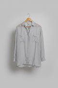 grey striped buttondown shirt