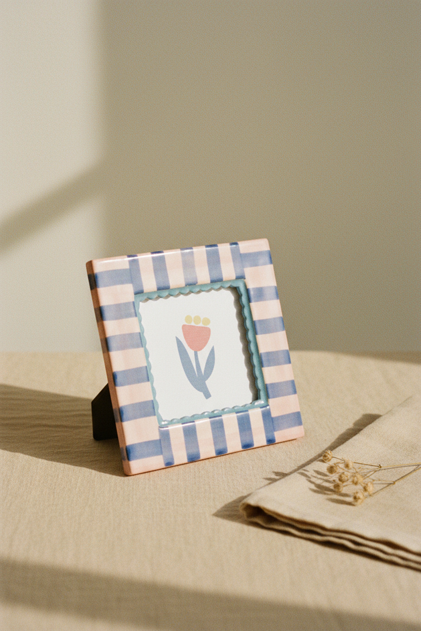 Hand-Painted Ceramic Photo Frame