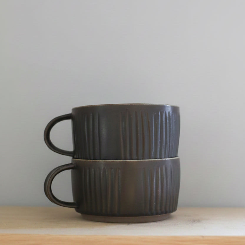 Ribbed Ceramic Coffee Mug