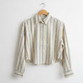blue and cream striped shirt