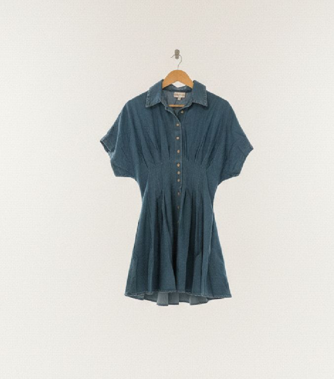denim button detail dress