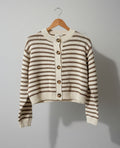 mocha/white striped knitted cardigan