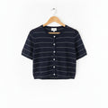 navy short sleeve cardigan with top