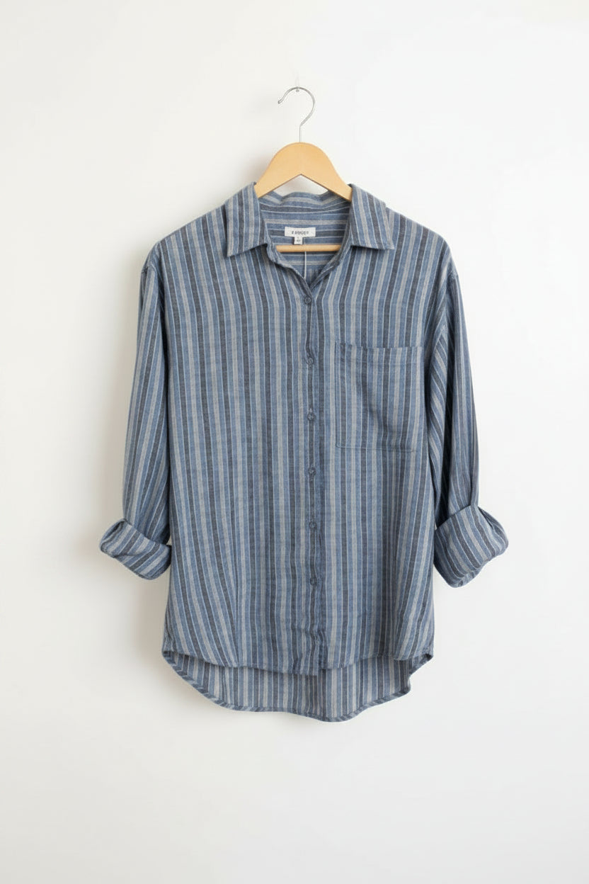 the perfect stripe button up