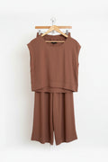 amber brown woven boxy top