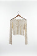 tie hollow-out knit cardi