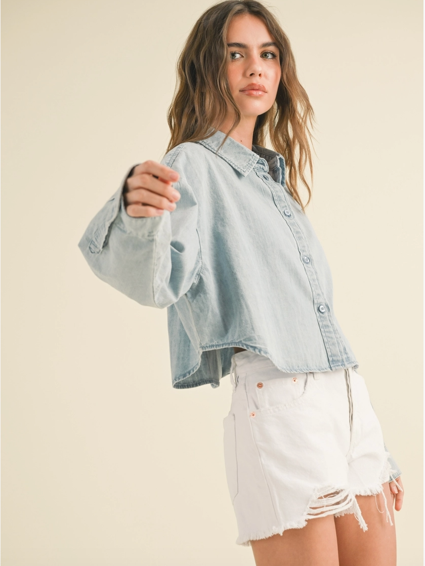 denim buttondown short