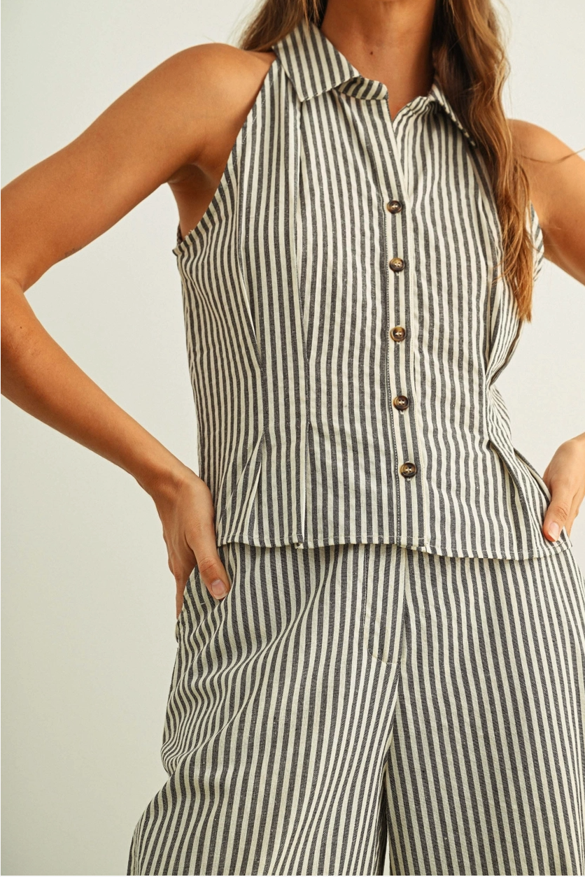 striped pattern wide leg trouser