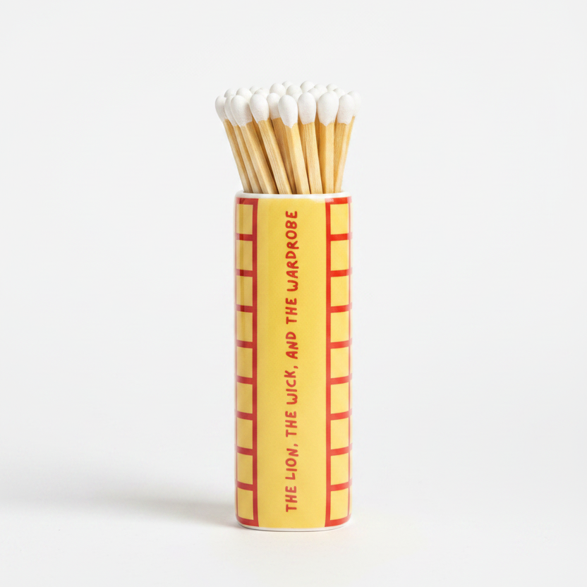 Ceramic Book-Shaped Match Holder & Bud Vase - Yellow