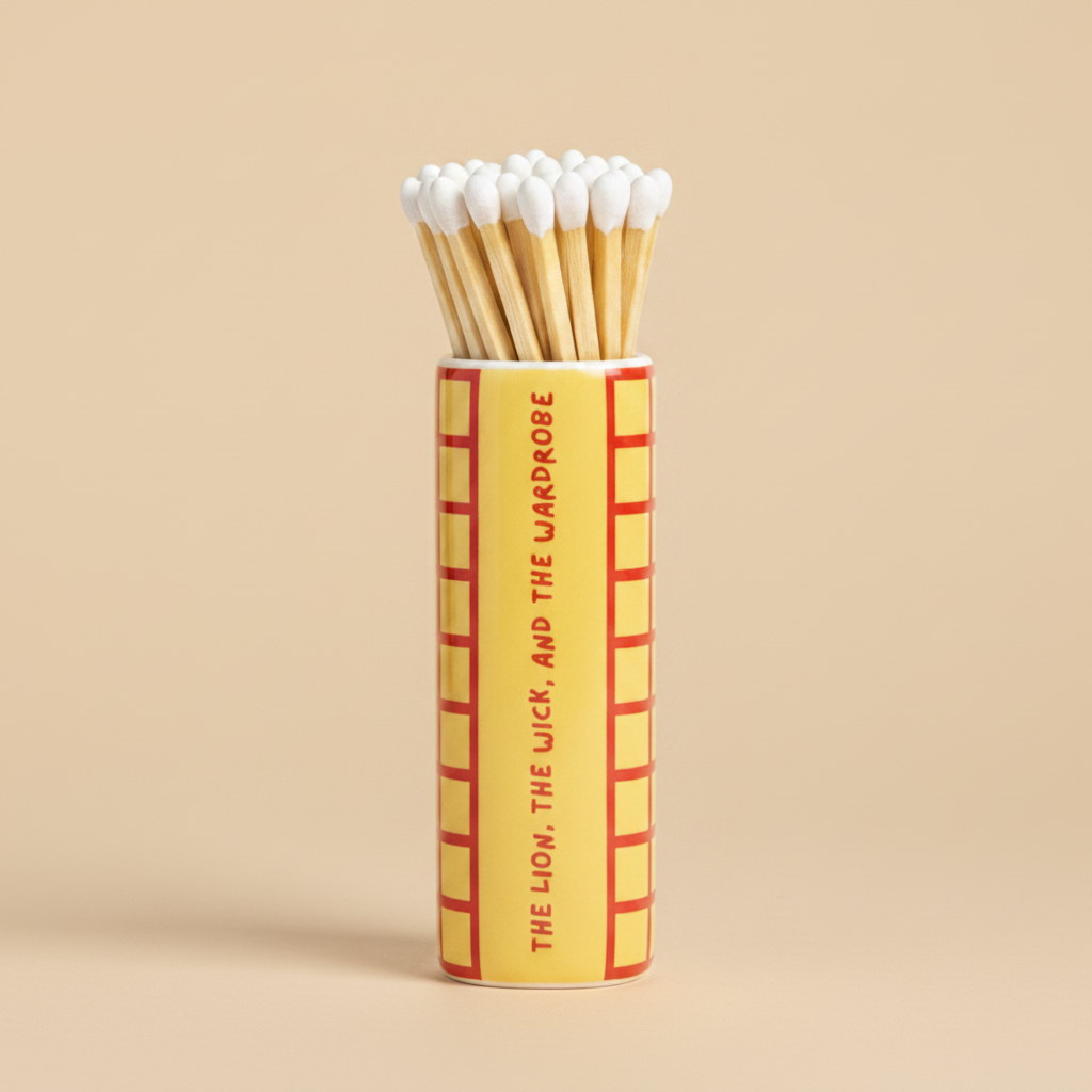 Ceramic Book-Shaped Match Holder & Bud Vase - Yellow