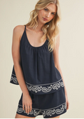 embroidery navy top