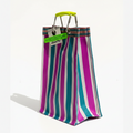 Recycled Plastic Stripe Bag - Green x Pink