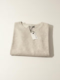 melange tan round neck cuffed sleeve top