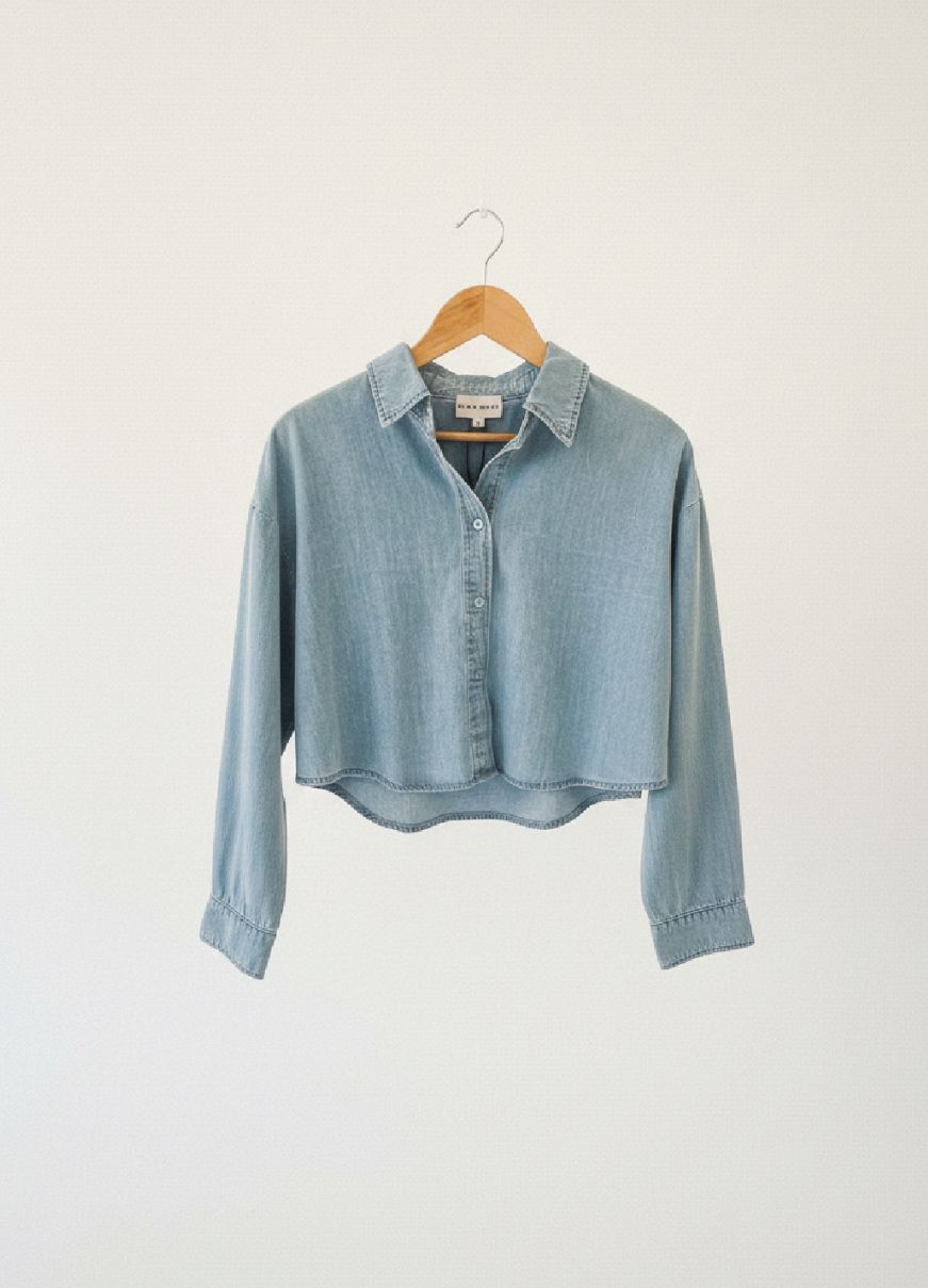 denim buttondown short