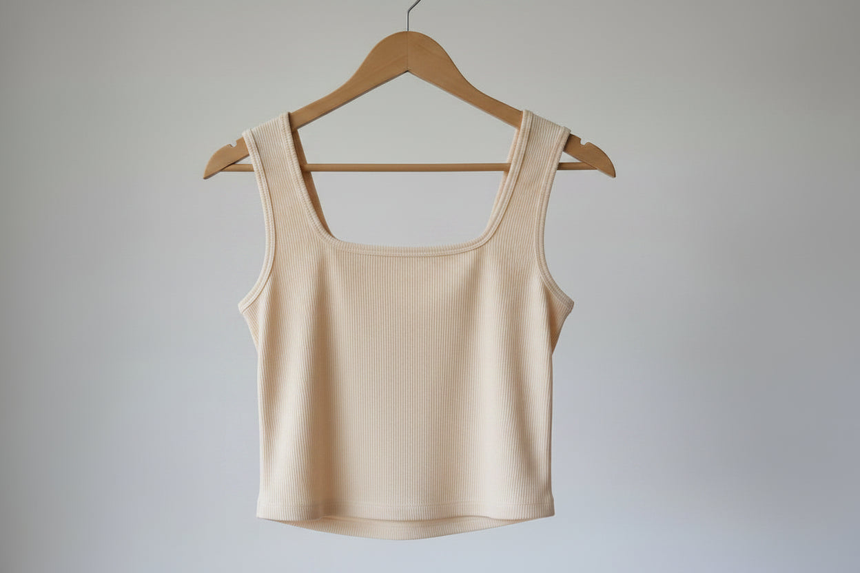 ecru square neck sleeveless top