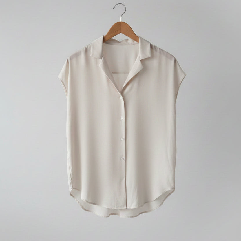 cream cap sleeve shirt