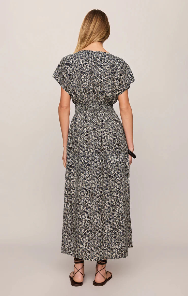 sanna iris floral midi dress