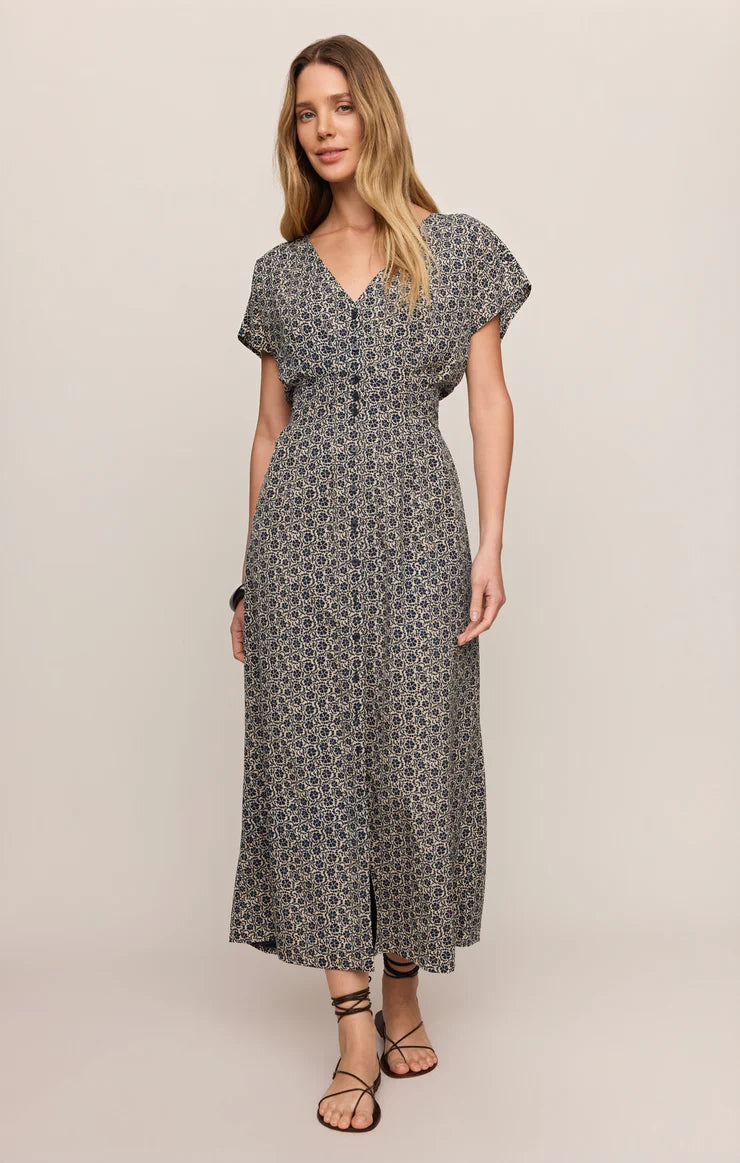 sanna iris floral midi dress
