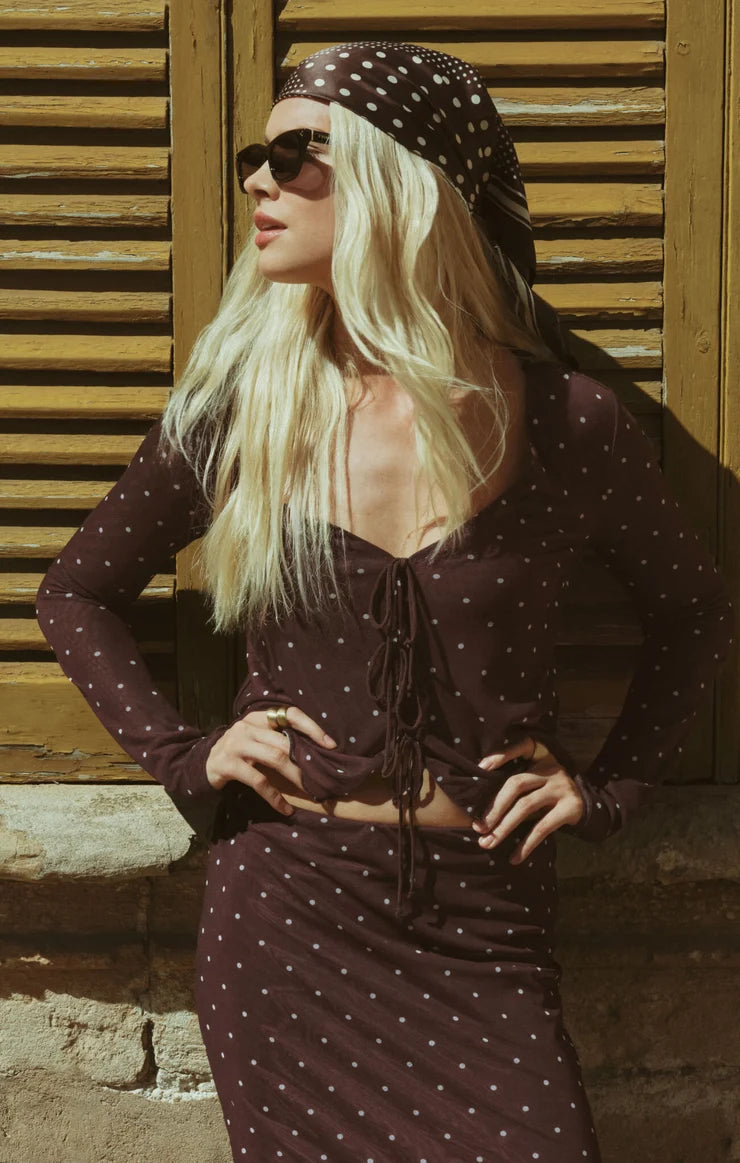 amara polka top dark chocolate