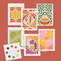 watercolor paint set postcards - abstract flowers
