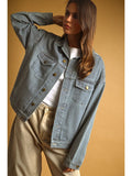 striped denim jacket