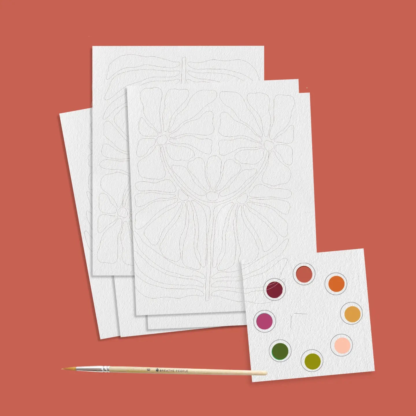 watercolor paint set postcards - abstract flowers