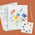 watercolor paint set postcards: summer flowers