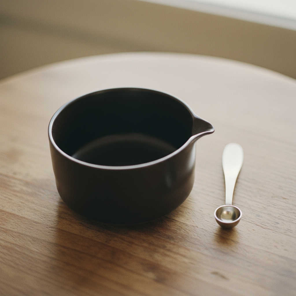 Matcha bowl and metal spoon