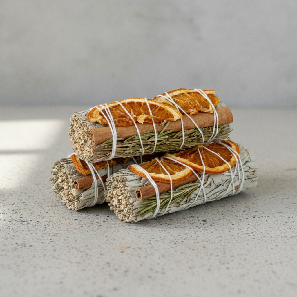 White Sage Sticks w/ Orange Slices, Cinnamon & Rosemary